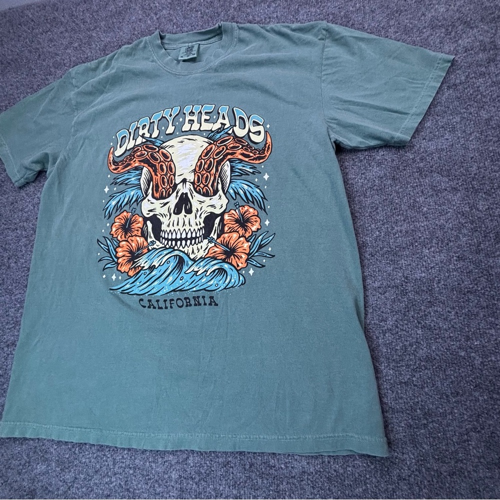 Dirty Heads T-Shirt XL Comfort Colors Sage Green Skull Octopus California Reggae - Picture 3 of 10